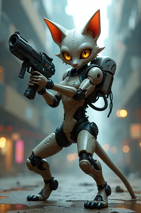 Cat man robot gun