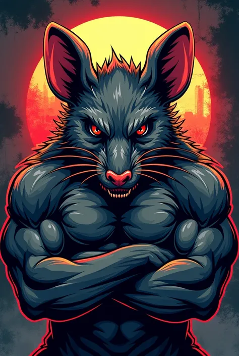 A rat for a team logo with a thug face and a buff face