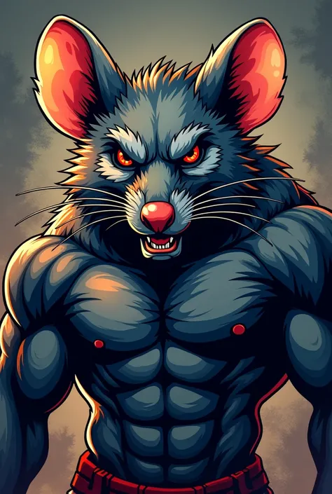 A rat for a team logo with a thug face and a buff face