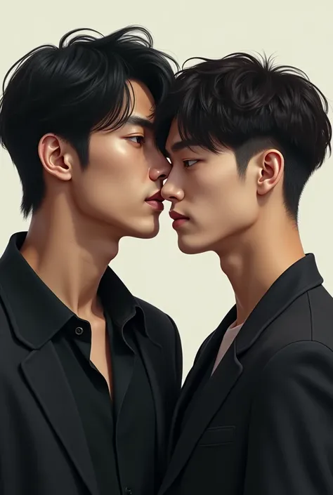 Tall Korean man and young man, medium hair and attractive
