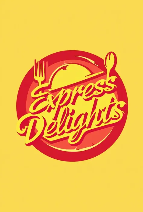 Create a logo for "Express Delights", A fast food company that transmits freshness and flavor. The design must be modern and dynamic, using vibrant colors like red and yellow to catch attention. Incorporate elements that represent fast and delicious food, ...