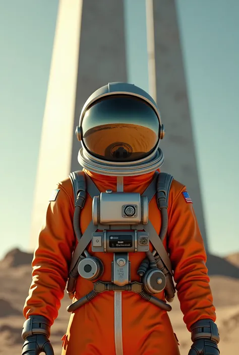 live-action、Real、Astronaut standing in front of the monolith、2001: A Journey to the Future、Official space suit、Orange