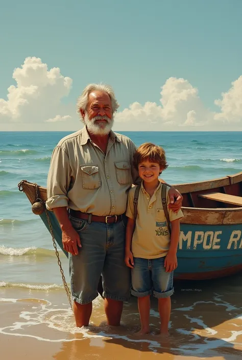 Father and son who lives near the shore that has a boat named wave rider, they used it for fishing.  EVEN TOUGH THEY EXPERIENCE CHALLENGES IN LIFE THEY ARE STILL HAVE A SMILE ON THEIR FACE 