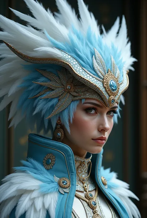 i want. you to create a simple headdress that inspired from owl use color ( blue, white or silver , Gold) for our parade in intramurals 