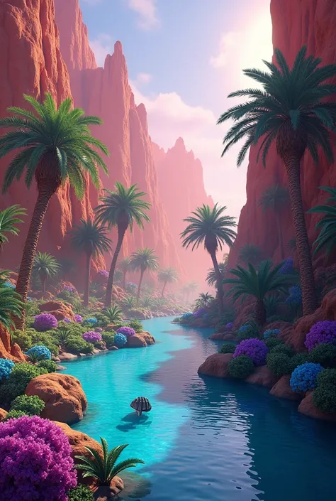 Land scape in the middle East, oasis paradise, alien scene