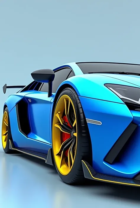 4k HD Blue and yellow colored car showing Tyre