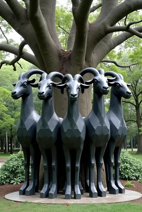 Statue of the Five Goats in Guangzhou，Kapok，Black ink