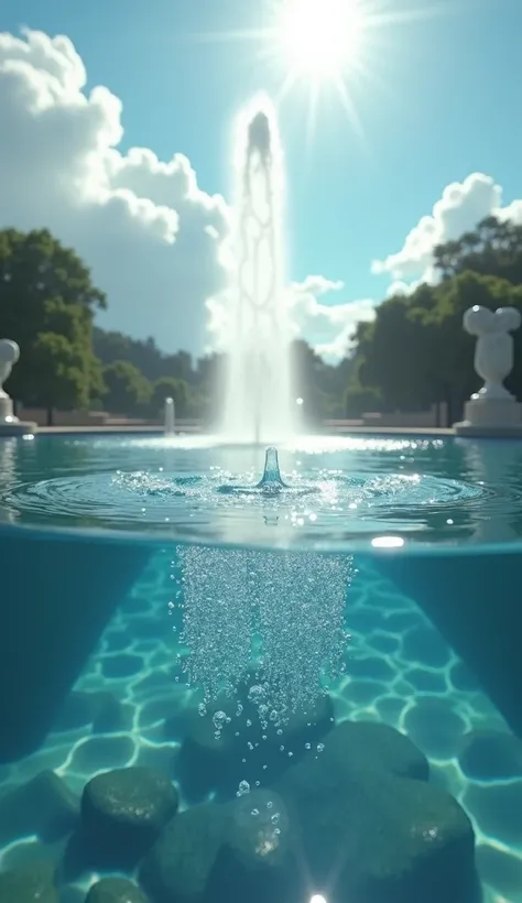 Beautiful sky and water fountain,