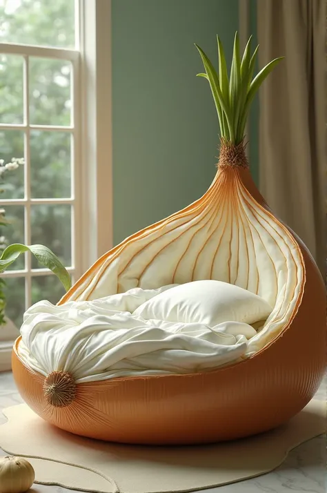 Bed in the shape of onion