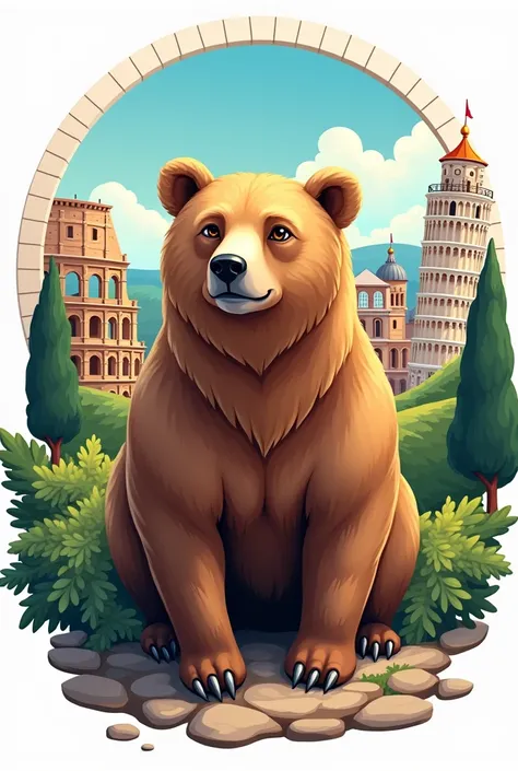 Create an image for a button with the theme of Italy for school interclass and use historical monuments and the country&#39;s symbolic animal. 