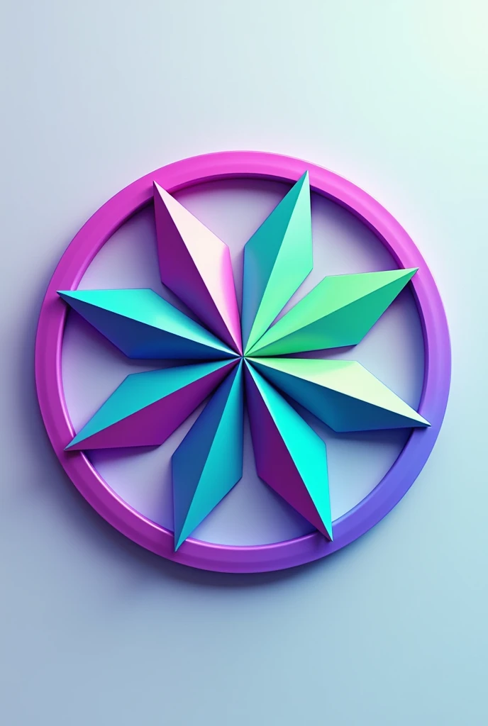 10-pointed asterisk with a circle around it in purple, blue and green colors 