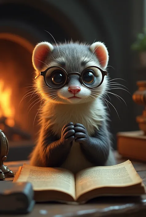 Old man ferret wearing glasses