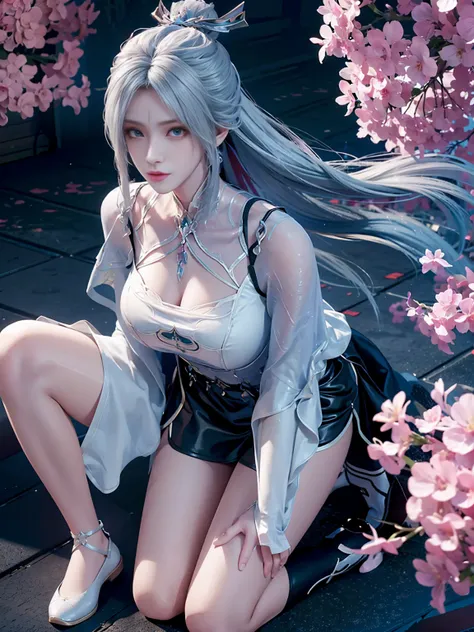 a white hair、Close-up of miss wearing white mask, Beautiful character painting, guweiz, Gurwitz-style artwork, White-haired god, author：Yang Jie, Epic and beautiful character art, Stunning character art, author：Fan Qi, by Wuzhun Shifan, pixiv Art Street Gu...