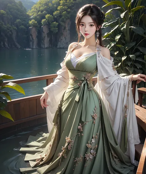 Close-up of a woman in a long skirt standing on a boat, Extremely detailed Artgerm, Murata and artgerm series, style art, Art style, Fashion trends, Beautiful and seductive anime woman, IG model | artistic sprout, Artistic germ style, 《Overwatch》Anna, like...