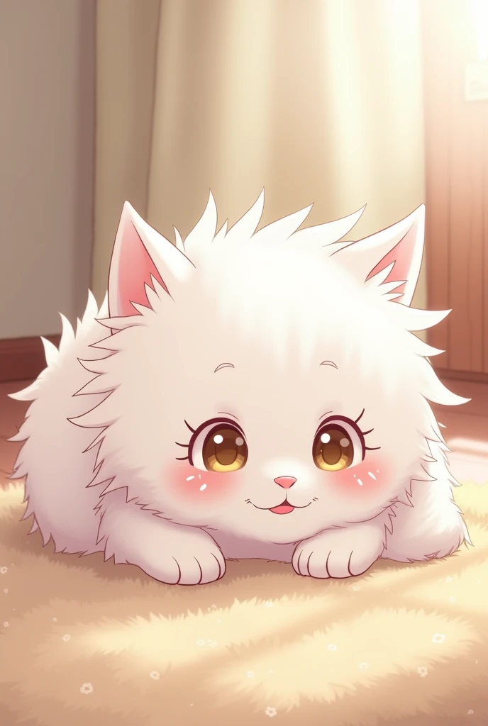 A kitten with white long fur playfully lying down
HD, Anime, 