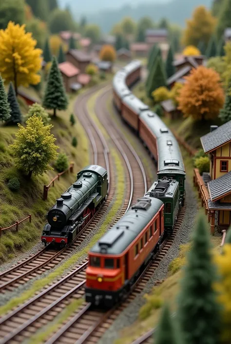 Miniature trains and intricate miniature tracks