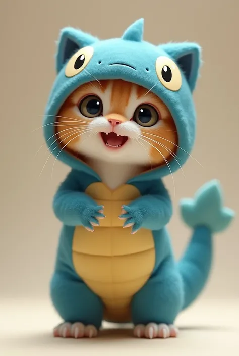 Short-legged kitten、Real Cat、Totodile costume