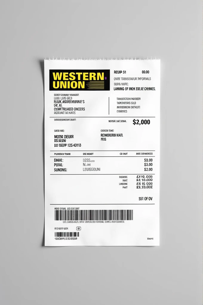 Make me a Receipt of Western Union Money Transfer transferred to Prasanna Khati sender Luisa Geld for 3000$