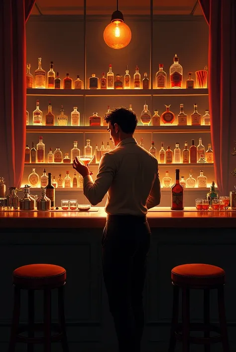 Bar background with a bartender human
