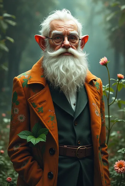 has short white hair has a white beard with sunglasses has a ff flower coat has no fur it is not a cat without fur please round glasses is 1 is Mandrake 
