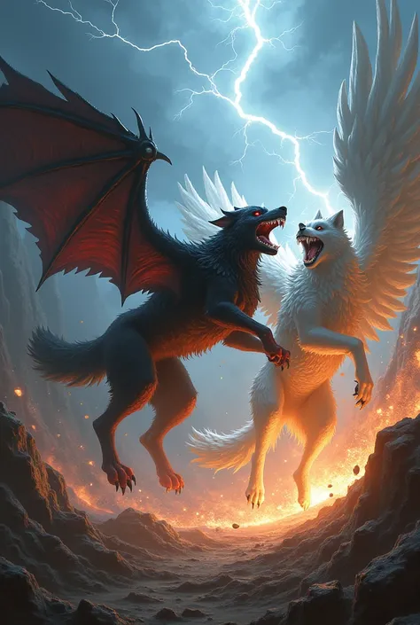 A hellhound vs angelhound and they had a battle