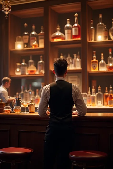 Bar background with a bartender front

