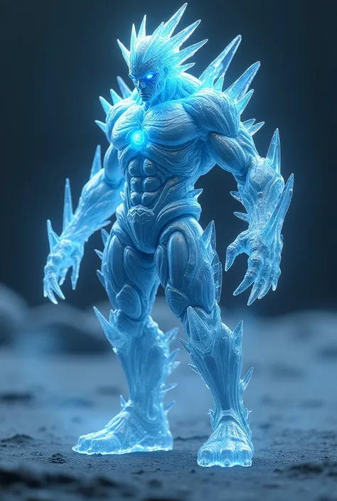 A highly detailed, photorealistic 3D render of Glacius, the alien ice character from the Killer Instinct video game franchise, (best quality,4k,8k,highres,masterpiece:1.2),ultra-detailed,(realistic,photorealistic,photo-realistic:1.37), detailed alien anato...