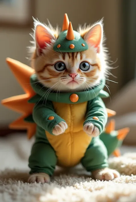 Short-legged kitten、Real Cat、Tyranitar costume