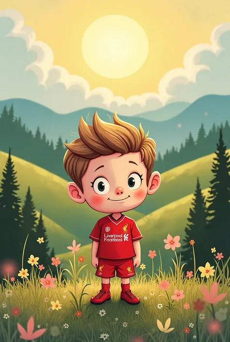 Liverpool FC watercolor cartoon style avatar，Taylor Swift evermore background