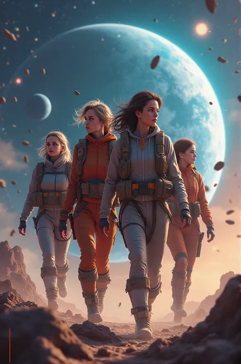 4 female friends in a space adventure 