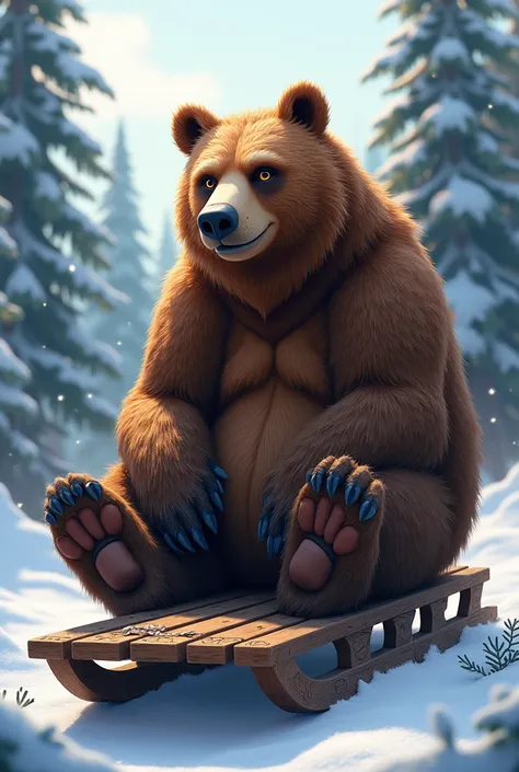 draw a picture of a bear sitting on a sled