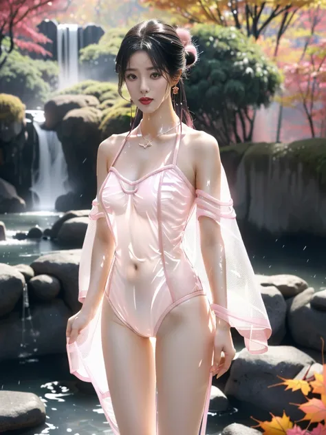 一个有着美丽脸庞的sexy中国华裔女孩, wearing avant-garde transparent fabric hanfu, (((light theme, expose the subject, sexy主题)))
(((rain, very c...