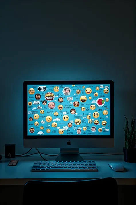 A computer screen with negative messages or angry emojis.