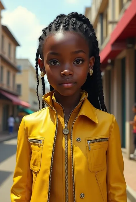 Fille 14ans africaine veste cuir jaune 