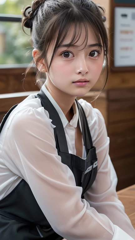 ((software: 1.4)),((Detailed face, Professional photography)), ((software, Barista uniform)), Ultra-high resolution, (Realistic: 1.4), RAW Photos, Best Quality, (PhotoRealistic Stick), concentrated, Soft Light, ((double bun)), ((Japanese)), (( (Young Face)...