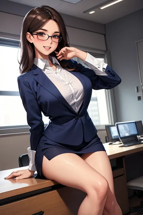 ((Best Quality)), ((masterpiece)), (detailed),Perfect anatomy, Natural Light,2 office lady in modern office,,Cute woman with a blushing face,Woman with long brown hair,Women are perceived as very intelligent,((Best Quality, 8k, masterpiece: 1.3, )),Woman i...