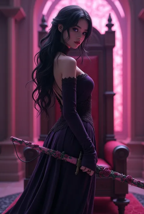 3D style, Dark fantasy art
The artwork of the image is 3D realistic

A woman named Julieta, with an exemplary figure, featuring curves and a prominent rear. She has long, wavy black hair and purple eyes. Her gaze is serene and comforting. Julieta wears a d...