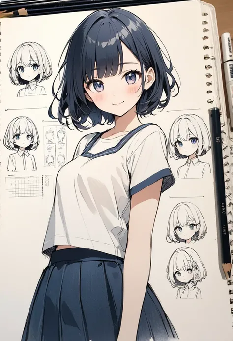 masterpiece, best quality, extremely detailed, (illustration, official art: 1.1), girl, (((darkblue wavy-short hair))), (blush) , cute face, big eyes, (a very delicate and beautiful girl), amazing, (little girl),  (true beautiful: 1.2), sense of depth, dyn...