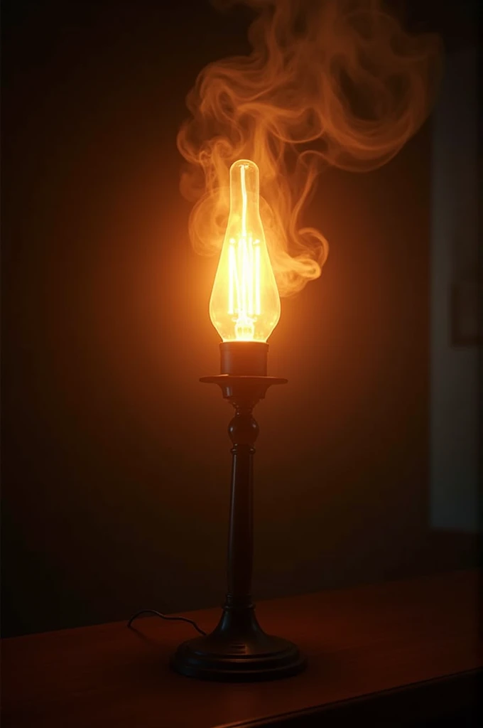 Lamp on fire