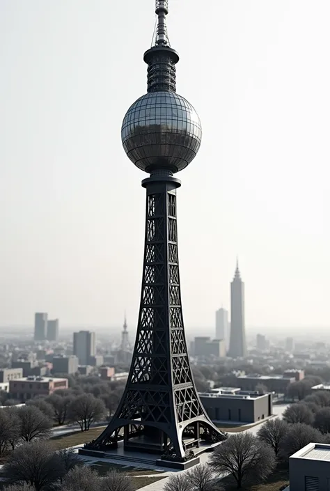 make me Berlin TV Tower but in 3D make it color black too like a drawing 3D