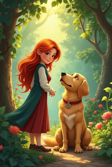 Juntas, Bella, a red-haired woman in a black dress, and Manteiguinha, her Golden Retriever, embark on adventures., helping creatures of the kingdom rediscover the joy of reading and sharing stories that reclaim these words. They organize storytelling festi...