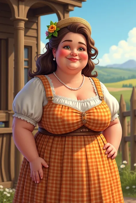 A  cute fat woman in western dress