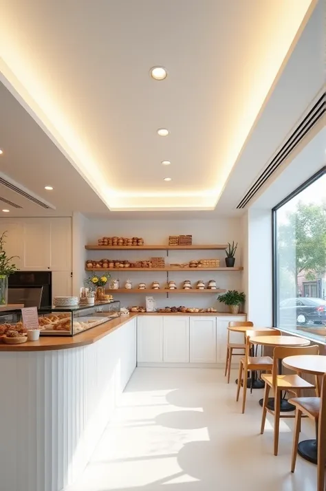 A white color ceeling for shops which make more attractive.attractive for a small bakery