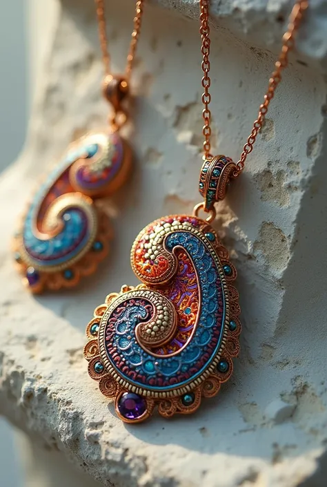 Paisley inspired pendent and earrings 