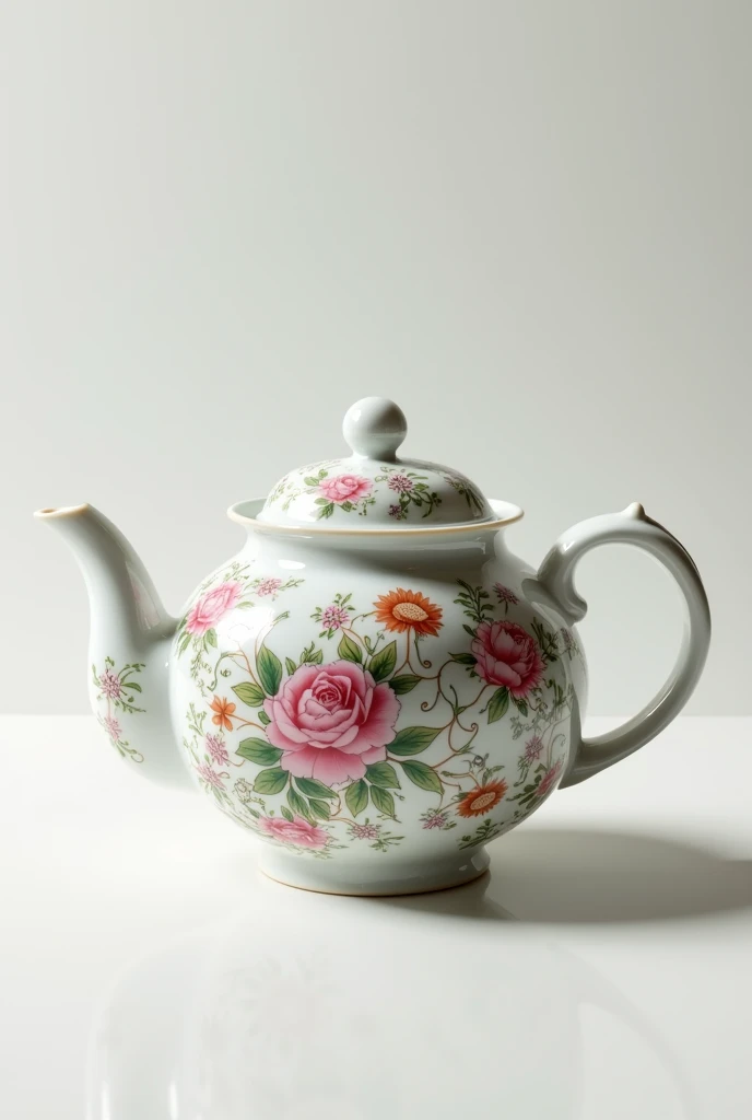 a simple teapot with intricate floral patterns 
