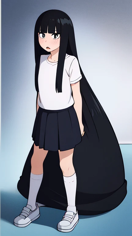 ((best quality)),((highly detailed)),masterpiece,absurdres,detailed face,beautiful face,((detailed eyes, deep eyes)),((dynamic pose)), sawako, 1femboy, girly, otokonoko, transgender, femboy, black hair, solo, long hair, bangs, black eyes, blunt bangs, blus...