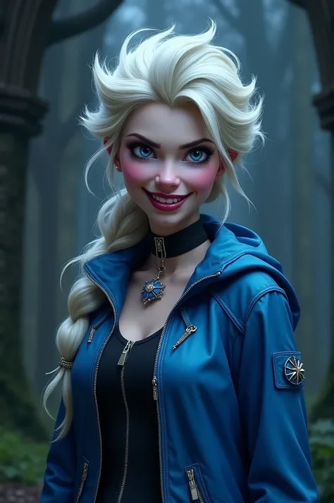 From Blonde hair Princess Elsa Böse Cheeky Evil My Blue Jacket Zip 