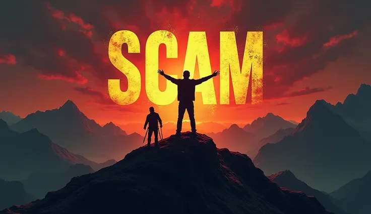 "A bold, eye-catching thumbnail with the title MOTIVATION  in large, contrasting letters. The background shows a person standing on a mountain with their arms raised, but their shadow reveals a figure shackled by chains, symbolizing being trapped or misled...