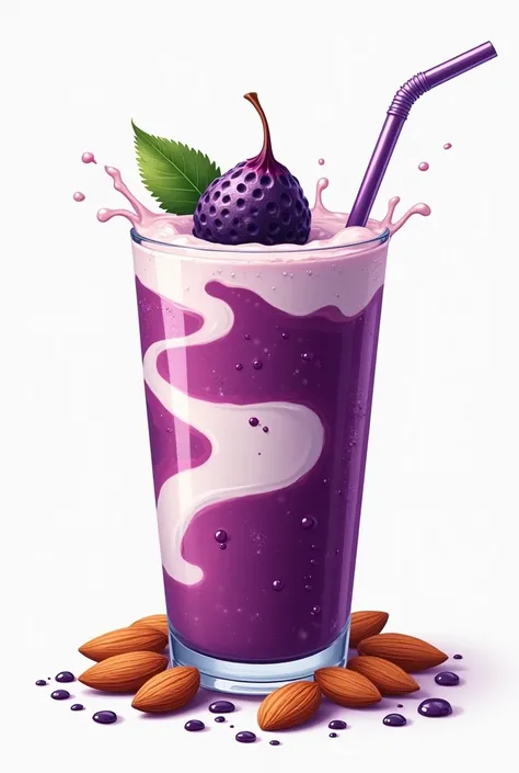 Logo of an Amazonian acai with milk and almonds in a glass