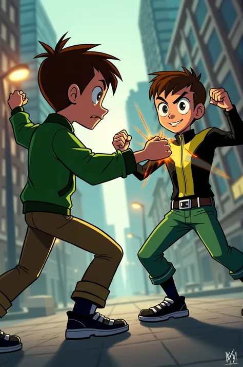 Classic Ben 10 punching Ben 10 reboot